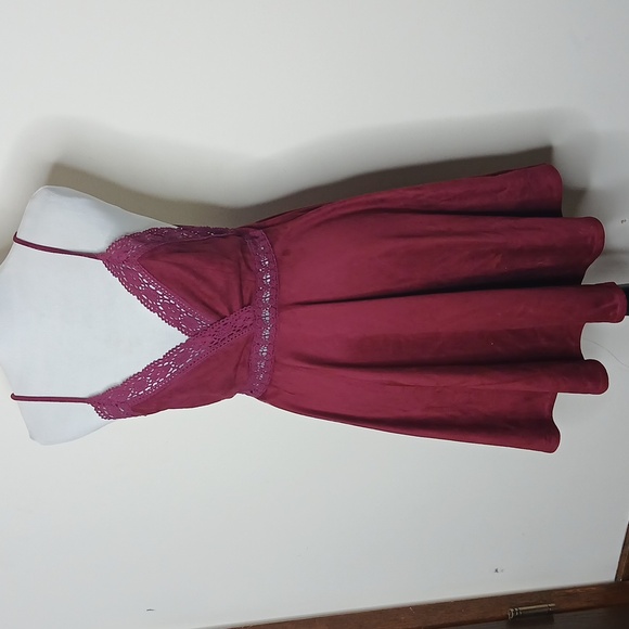Flying Tomato Burgundy Wine Boho Mini Dress Size Medium - Picture 2 of 16